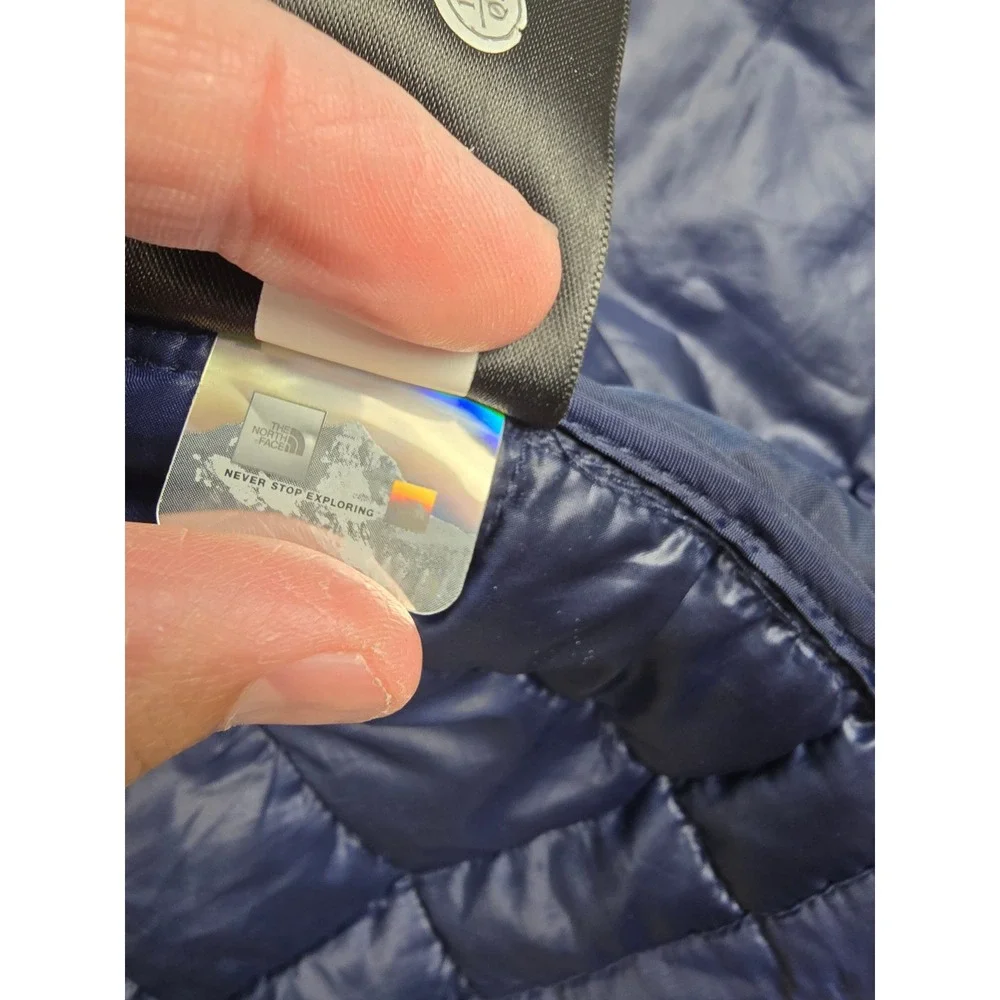 The North Face ThermoBall Eco Puffer Jacket Mens Small Blue Quilted Full Zip